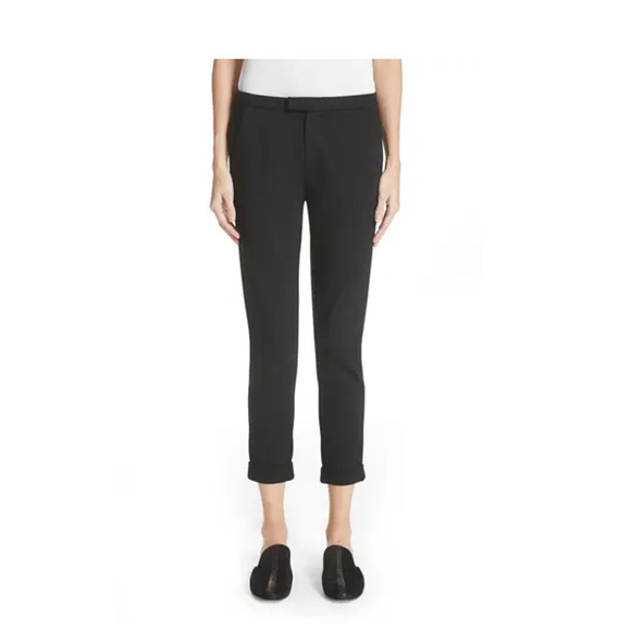 Joie Shawnta Caviar Black Cropped Cuffed Dress Pants 4 NEW - Picture 2 of 9